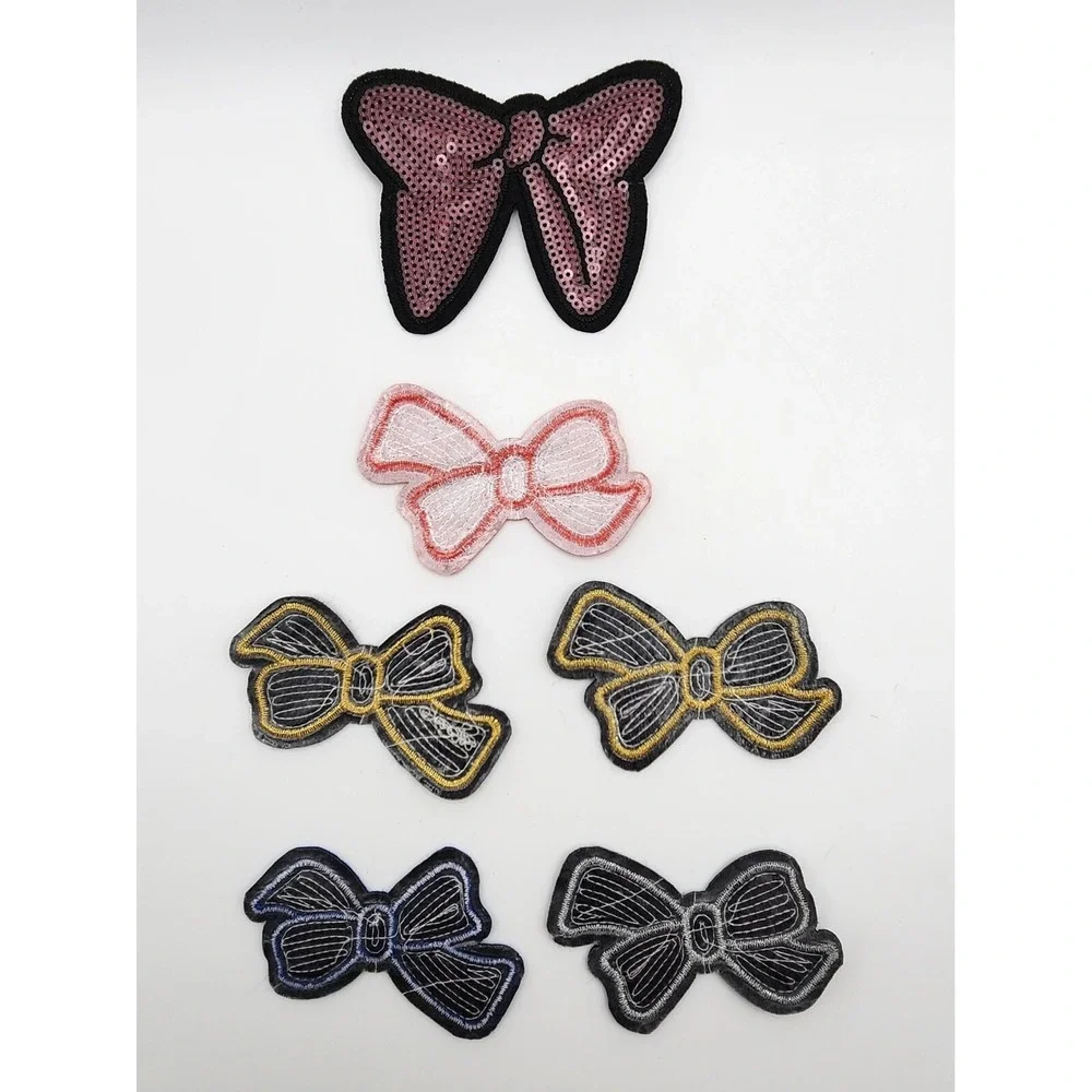 LOT OF MIXED COLORED‎ GLITTERY SEQUINED BOW PATCHES